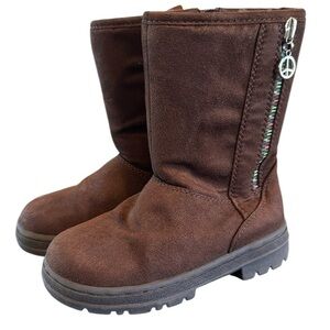 Sonoma life & style lil Madison brown faux fur lined boots booties toddler  9